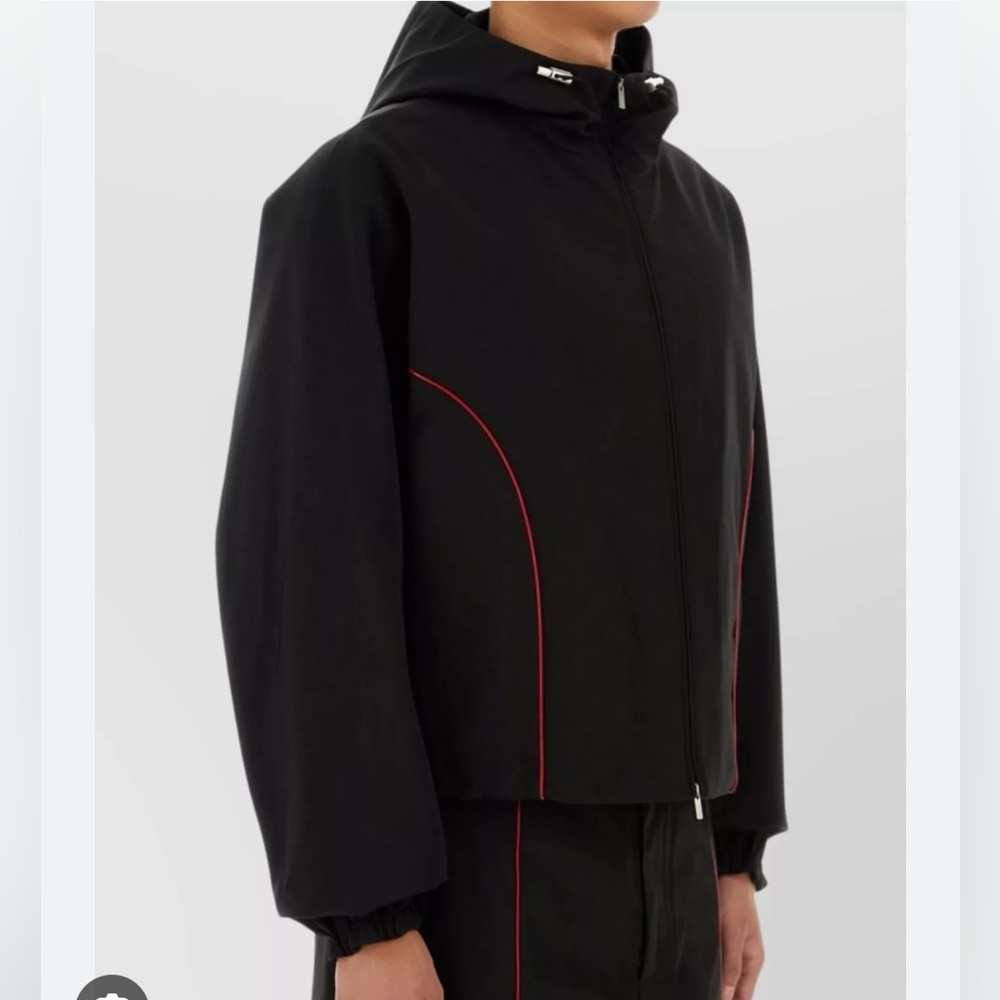 Brand New AUTHENTIC Salvatore Ferragamo Mens Black Jacket with Red Accents